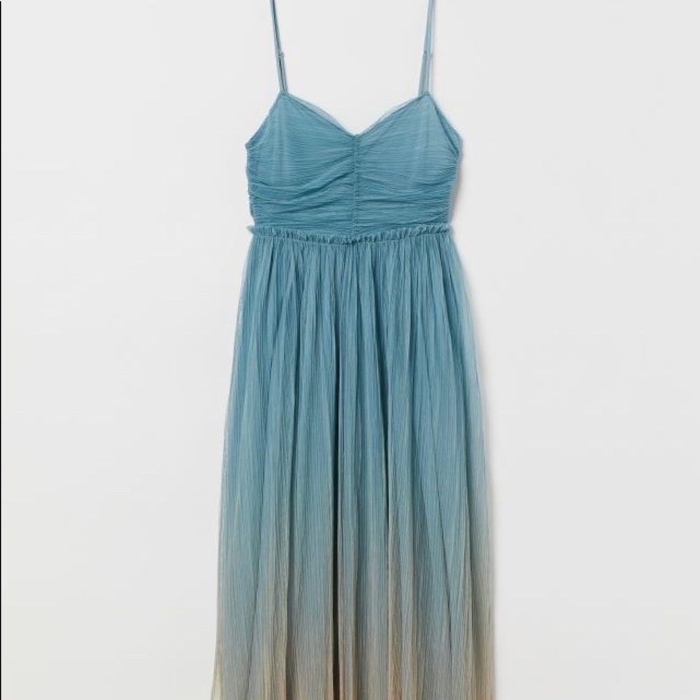 H&M Pleated Dress - Turquoise/Faded (brown/tan) - ombre effect